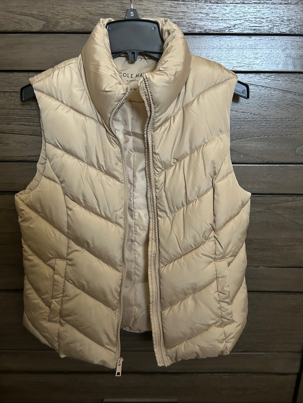 Cole Haan Light Tan Quilted Puffer Vest